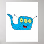 monstre maladroit bleu heureux poster