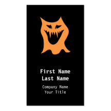 Monstre. Noir et orange Modèle De Carte De Visite