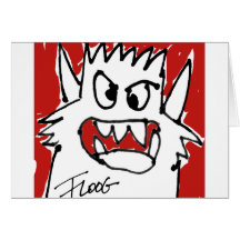 Monstre rouge de bande dessinée cartes de vœux