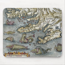 Monstres de mer de carte d'Ortelius Mousepad Tapis De Souris