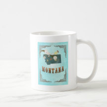 Montana Map With Lovely Birds Coffee Mugs
