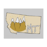 Montana MT Map & Rocky Mountains Cartoon Art Postcard