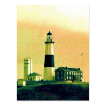 montauk lighthouse up post card