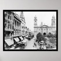 Montevideo, Uruguay Street Scene 1906 Print