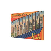 Montgomery, Alabama - Large Letter Scenes Stretched Canvas Print