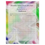Monthly Bills Check off Chart Fuzzy Colours Design