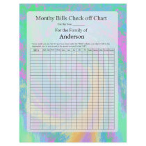 Monthly Bills Check off Chart Pastel Design