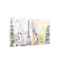 Monuments of the world wrapped canvas print