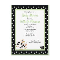 Moo Cow Black white Green Baby Shower Invitation Postcard