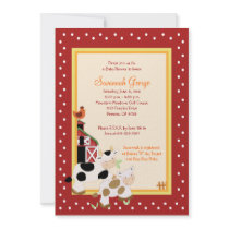 Moo Cow Farm Barnyard Baby Shower Invitations 5x7