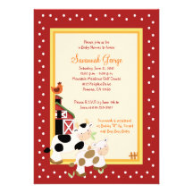 Moo Cow Farm Barnyard Baby Shower Invitations 5x7