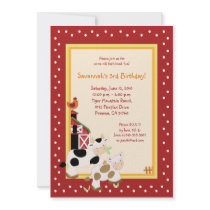 Moo Cow Farm Barnyard Country Birthday Invitations