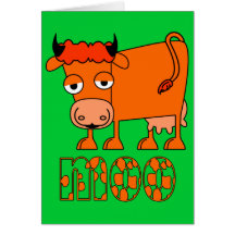 Moo - Ginger Cow - Greetings Card