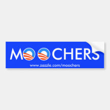 Moochers bumper sticker on blue