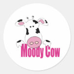 Moody Cow Round Sticker