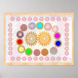 MOON and Circles :  Art for KIDs Room Poster