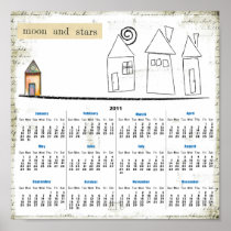 moon and stars 2011 Wall Calendar Poster