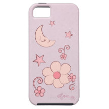 Moon and Stars Floral Pink iPhone 5 Covers