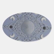 Moon cycle -celtic knot oval stickers