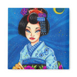 Moon Maiko Magnet, Geisha Japanese Art