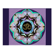 Moon Mandala in Lavender, Purple and Gold Postcard