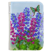 Moon Moth on Delphinium Flowers Kindle Case