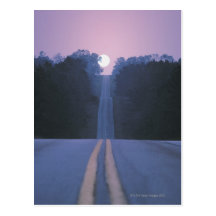 Moon Over Open Road Postcard