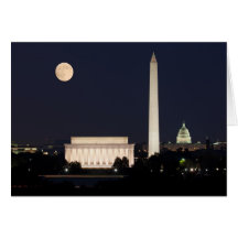 Moon over Washington DC Greeting Cards