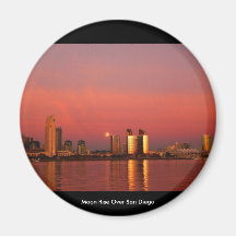 Moon Rise Over San Diego Fridge Magnet