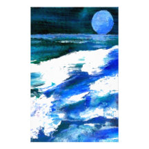 Moon Song Ocean Waves Art - CricketDiane Stationery Paper