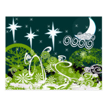 Moon Star Tree Paint Splat Postcard
