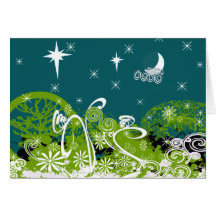 Moon Stars Swirl Paint Splat Greeting Card