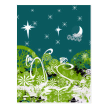Moon Stars Swirl Paint Splat Post Card