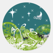 Moon Stars Swirl Paint Splat Sticker