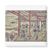 Moon viewing at Shinagawa by Nishimura, Shigenaga Magnet