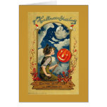 Moon Witch Halloween Greeting Greeting Cards