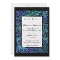 Moonlight Blue Celtic Animals Wedding Invitation