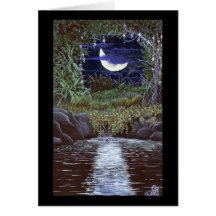 Moonlight Falls Acrylic Colour Painting Art Greeting Cards
