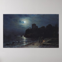 Moonlight on the Edge of a Lake, 1870 Posters