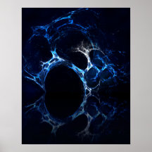 Moonlit Blue Cave Mouth, Fractal Art. Print