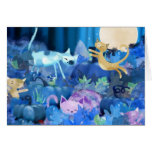 Moonlit cats and kittens greeting card