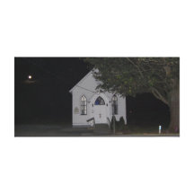 Moonrise behind Saint Stephen's Church, Ladner, BC Stretched Canvas Prints
