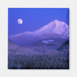 Moonrise over Mt Hood winter, Oregon Magnets