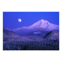 Moonrise over Mt Hood winter, Oregon