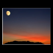 Moonrise over sunset postcards