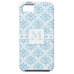 Moonstone Blue Pretty Art Deco Retro Floral Damask iPhone 5 Cases