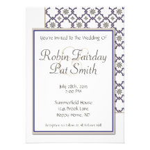 Moorish Wedding Invitation Design - Blue Off-White
