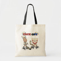 Moose and Bear Hockey Face Off Tshirts and Gifts Canvas Bags