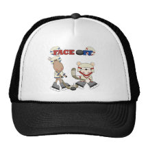 Moose and Bear Hockey Face Off Tshirts and Gifts Mesh Hats