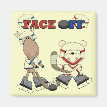 Moose and Bear Hockey Face Off Tshirts and Gifts Magnet